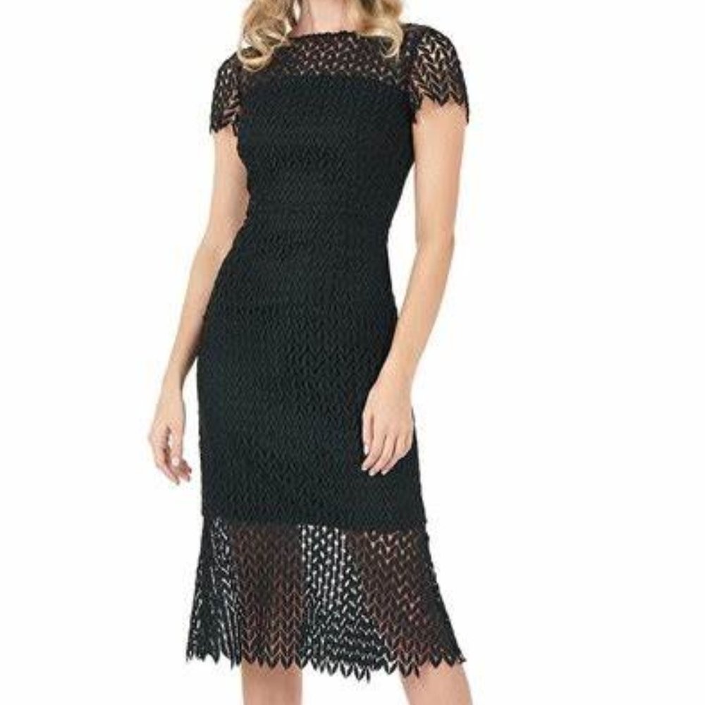 Kay Unger New York Tatum Short Sleeved Polyester Dress in Black - FCM37